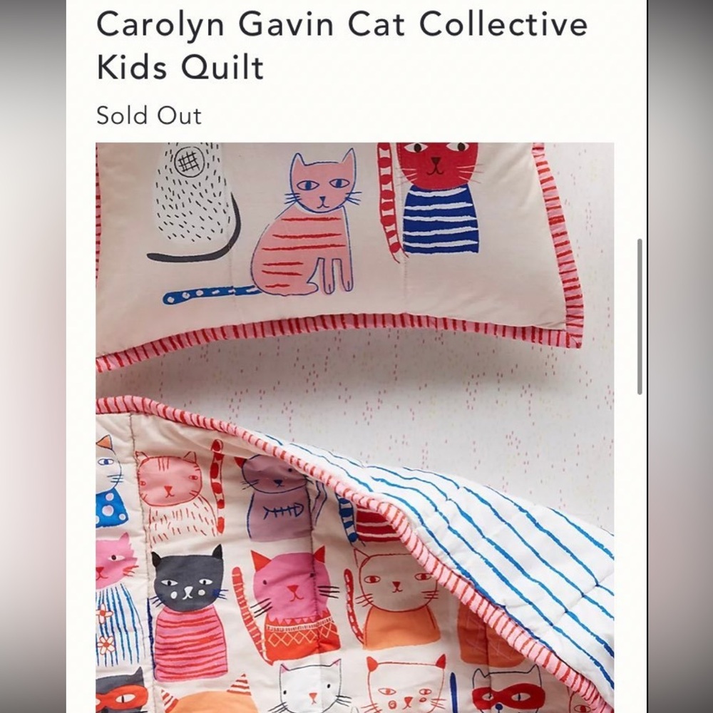ISO Anthropologie Multicolor Cat Print Kids Quilt